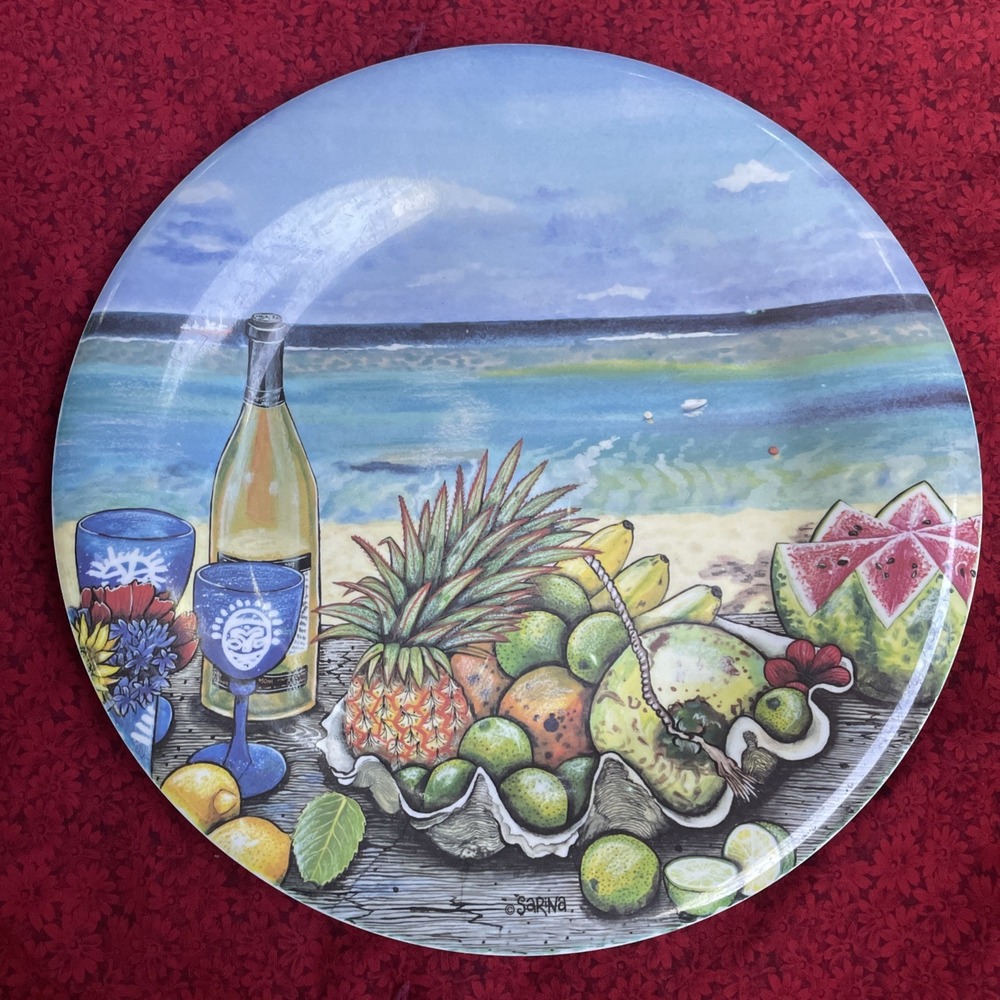 Sakura Evolution 9.5"‎ Melamine  Decorative Plate Set (2) with Fruit and Wine